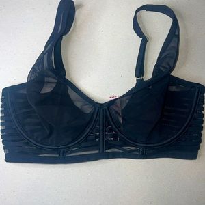 Victorias Secret black lace mesh push up bra very sexy 34dd cutout bra NEW